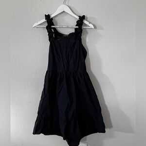 Who What Where Sleeveless Ruffle Bow Tie Open Back Dress Black